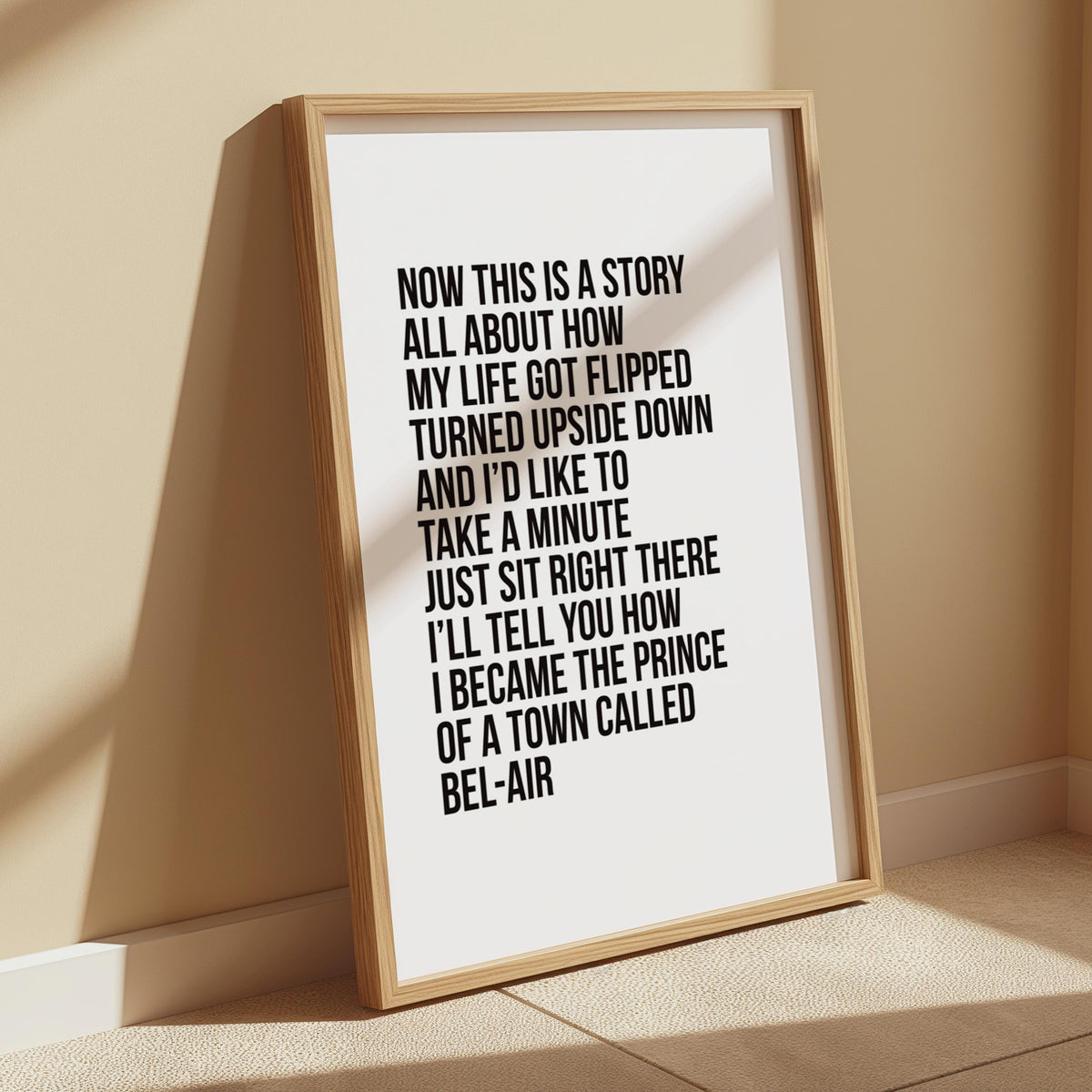 Fresh Prince Lyrics Poster: 90s Retro Rap Wall Art