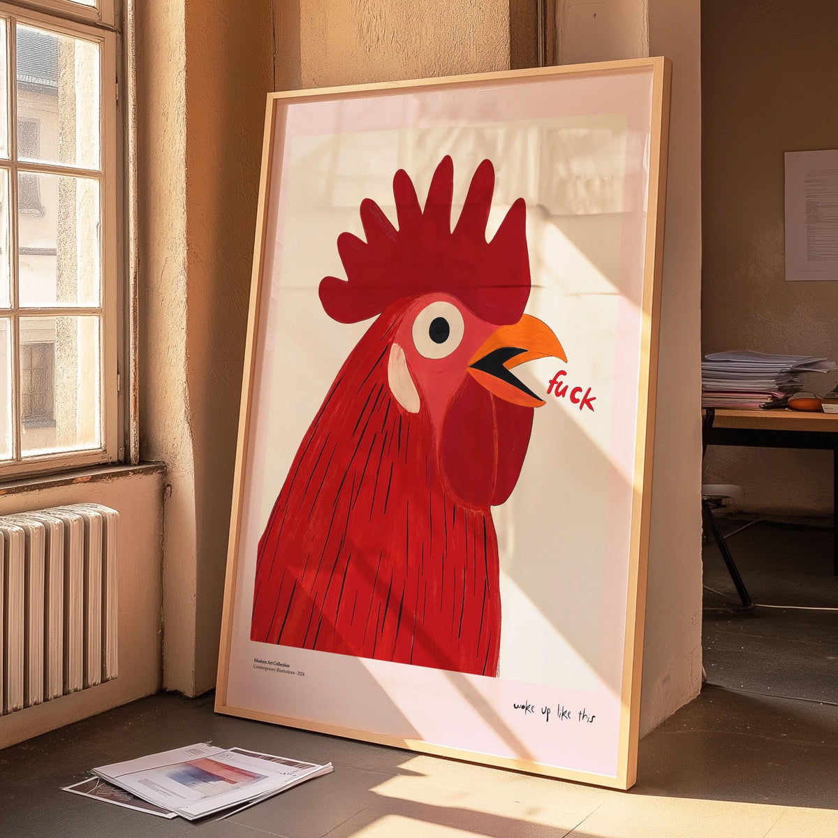 Funny Kitchen Print: Rooster Swear Word Art