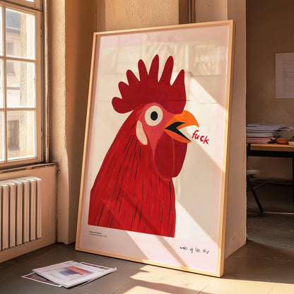 Funny Kitchen Print: Rooster Swear Word Art