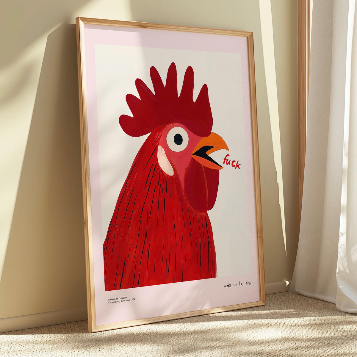 Funny Kitchen Print: Rooster Swear Word Art