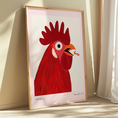 Funny Kitchen Print: Rooster Swear Word Art