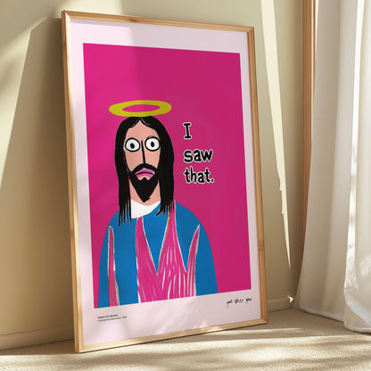 Jesus Print | Dopamine Art | Maximalist Decor| Bathroom | Gallery Wall | Quirky Poster