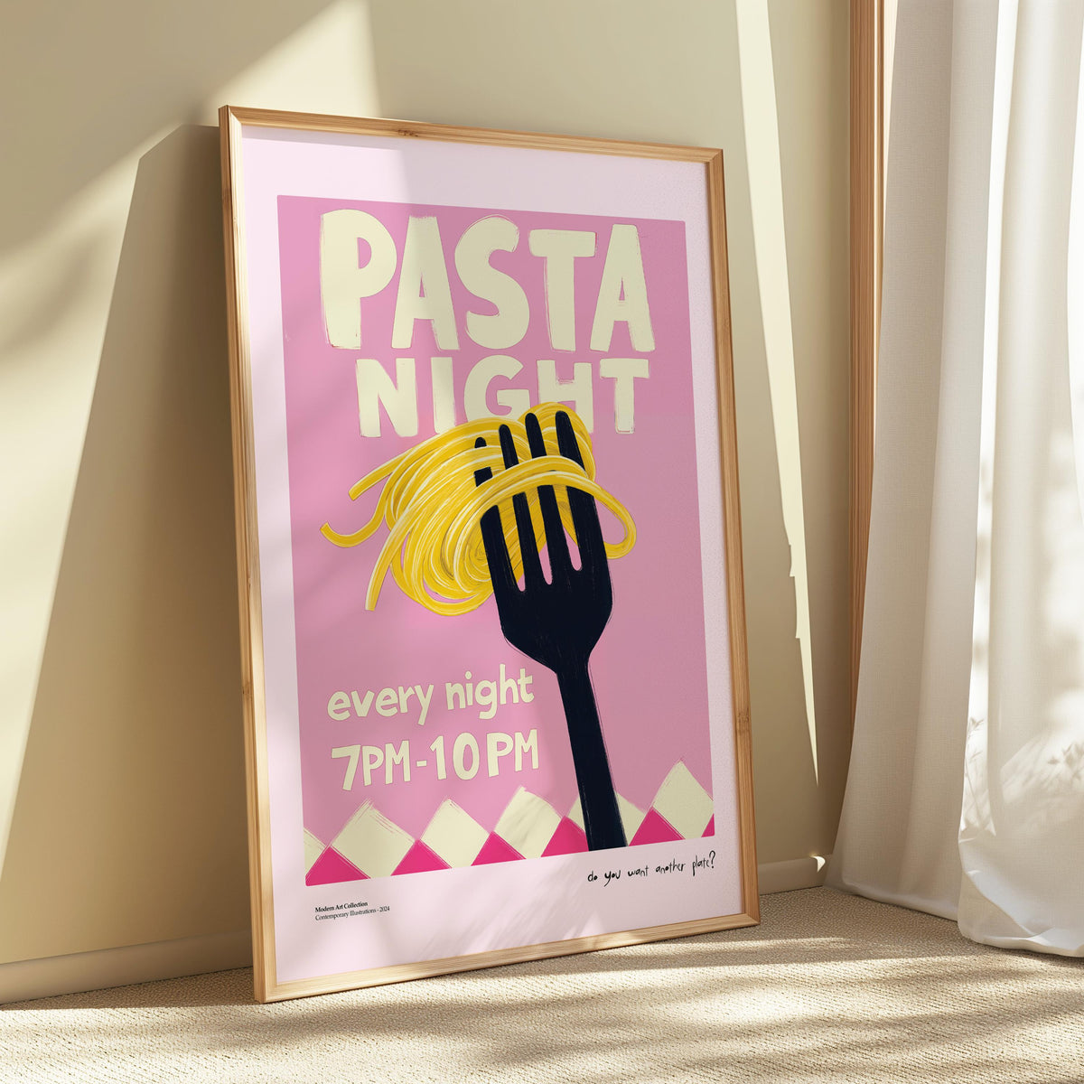 Pasta Night Kitchen Print: Colorful Food Poster Art