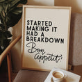 Load image into Gallery viewer, Funny Kitchen Wall Art Print - Bon Appetit Quote - Cooking Decor - James Akester - Baking Prints
