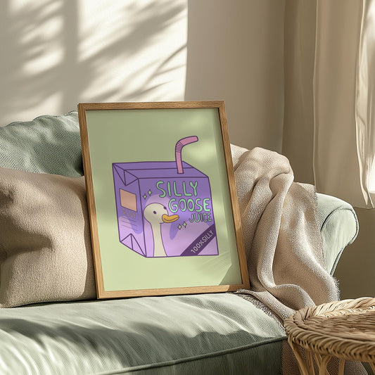 Silly Goose Juice Print: Quirky Kids Wall Art