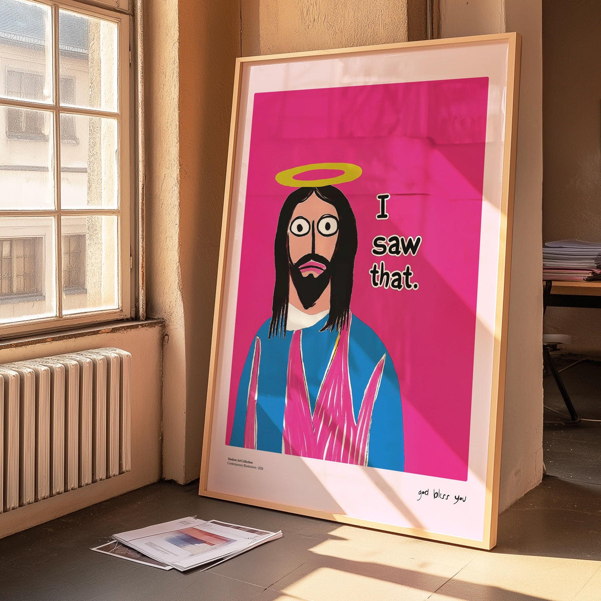 Jesus Print | Dopamine Art | Maximalist Decor| Bathroom | Gallery Wall | Quirky Poster