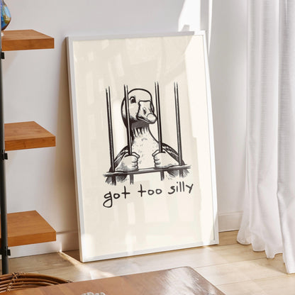Silly Goose Print | Wall Art | Quirky Animal home Decor | Funny Poster |