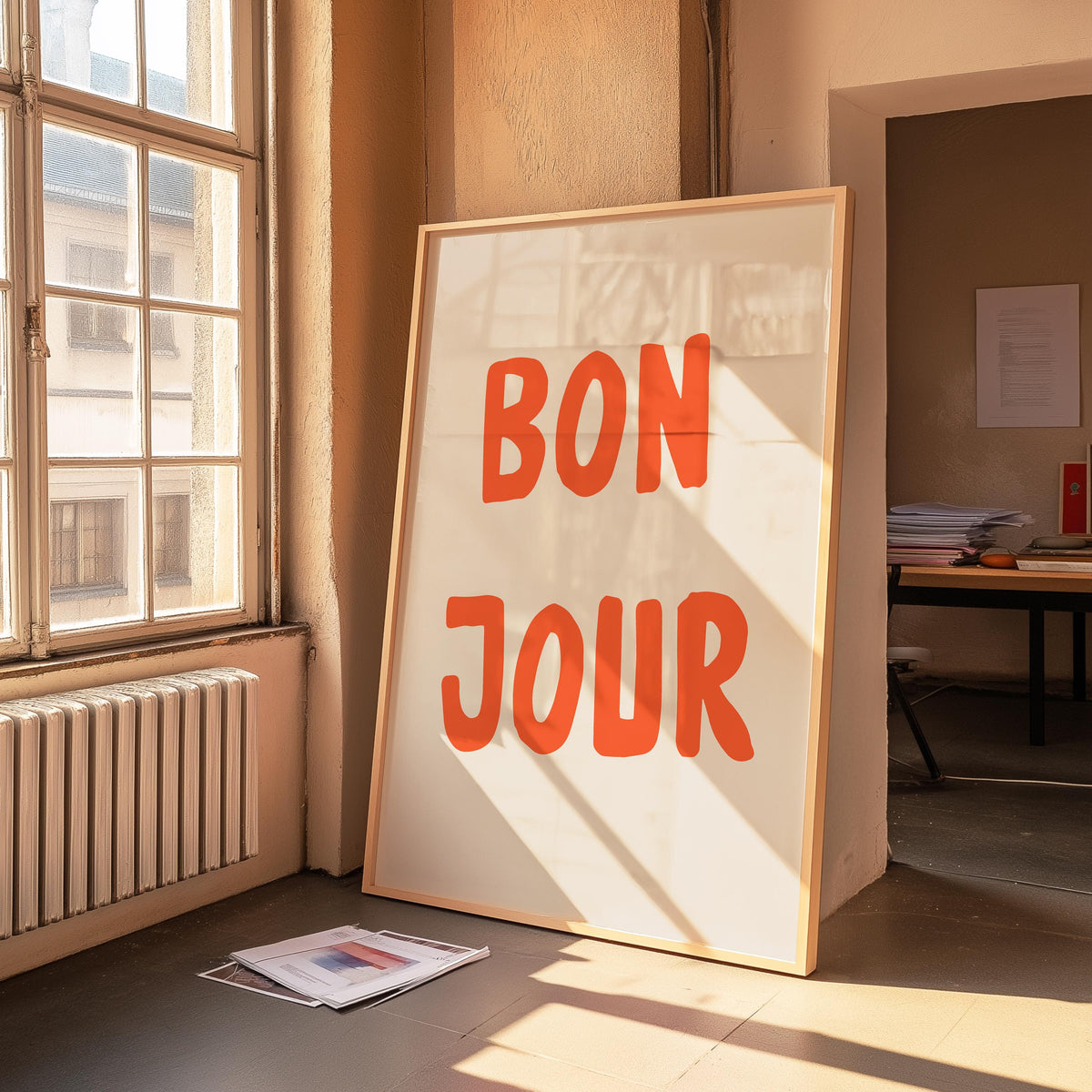 Bonjour French Print: Colorful Hallway Welcome Art