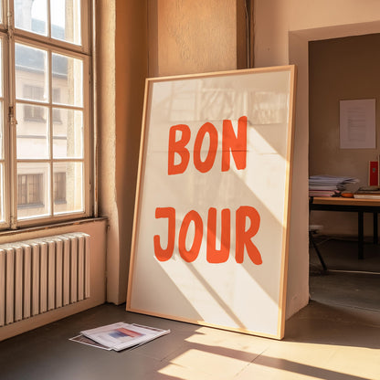 Bonjour French Print: Colorful Hallway Welcome Art