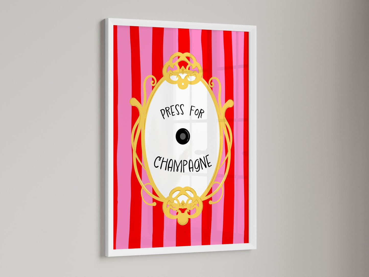 Press for Champagne Kitchen Print: Colorful Alcohol Art