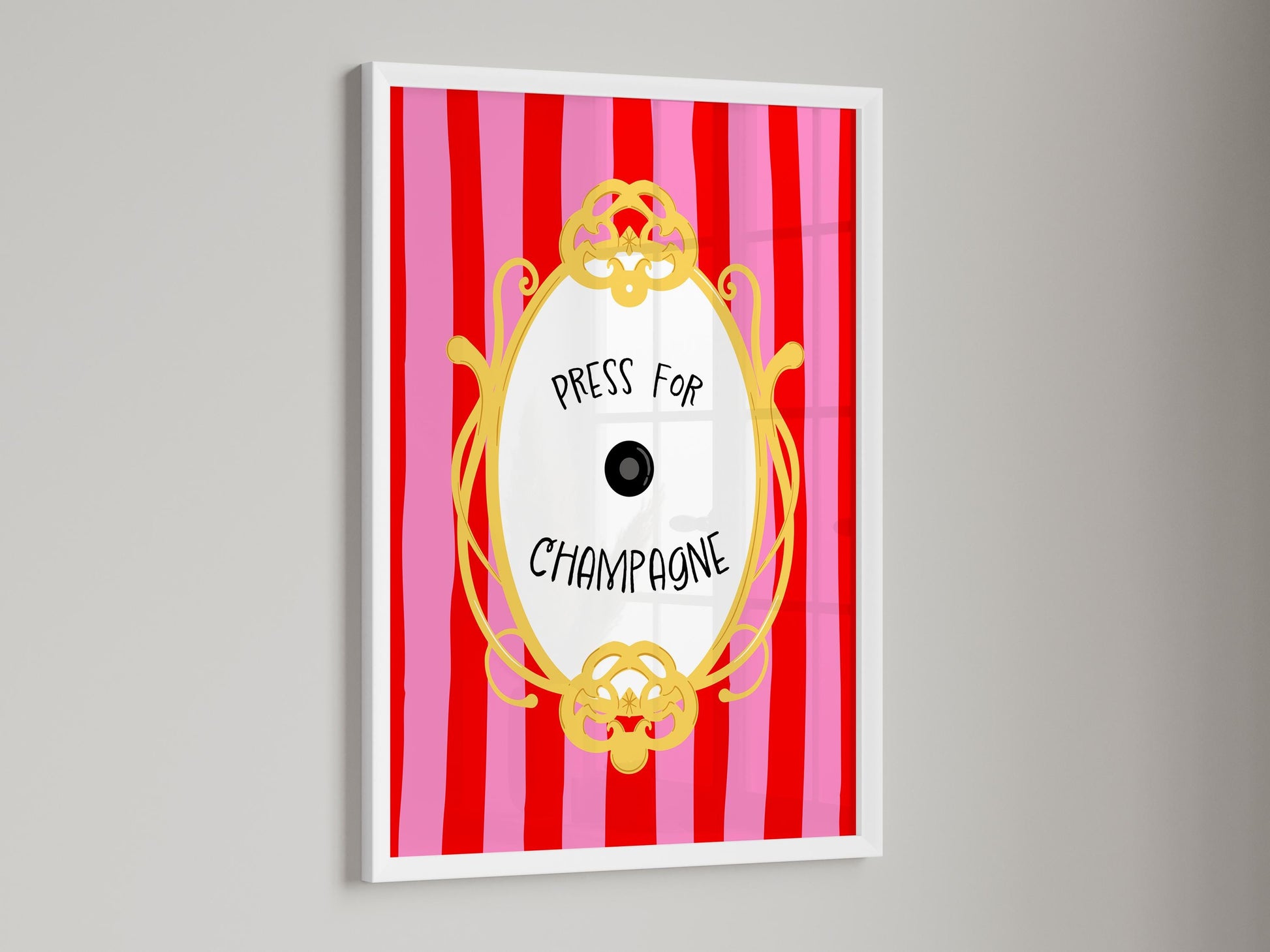 Press for Champagne Kitchen Print: Colorful Alcohol Art