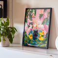Load image into Gallery viewer, Funny Cat Bathroom Print: Quirky Pink Wall Art
