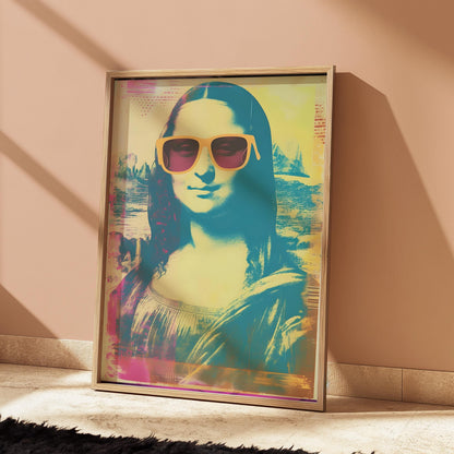 Mona Lisa Art Print: Quirky Pink Sunglasses Poster