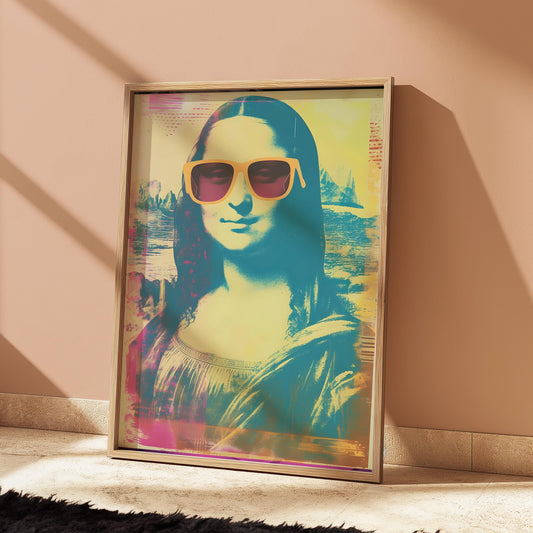 Mona Lisa Art Print: Quirky Pink Sunglasses Poster