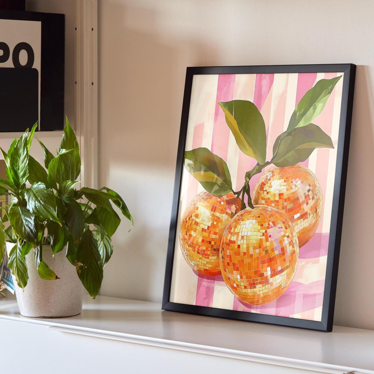 Orange Disco Ball Print | Gallery Wall Art | Colourful Kitchen Decor | Eclectic Wall Art