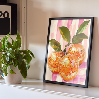 Orange Disco Ball Print | Gallery Wall Art | Colourful Kitchen Decor | Eclectic Wall Art
