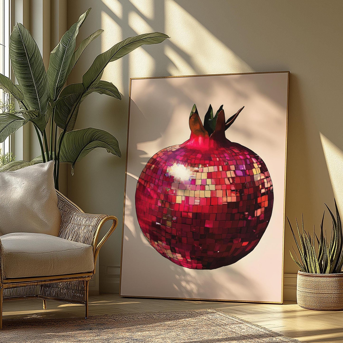Pomegranate Disco Ball Print: Fun Kitchen Wall Art