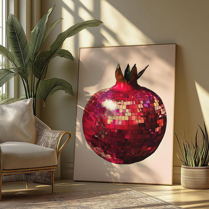 Pomegranate Disco Ball Print: Fun Kitchen Wall Art