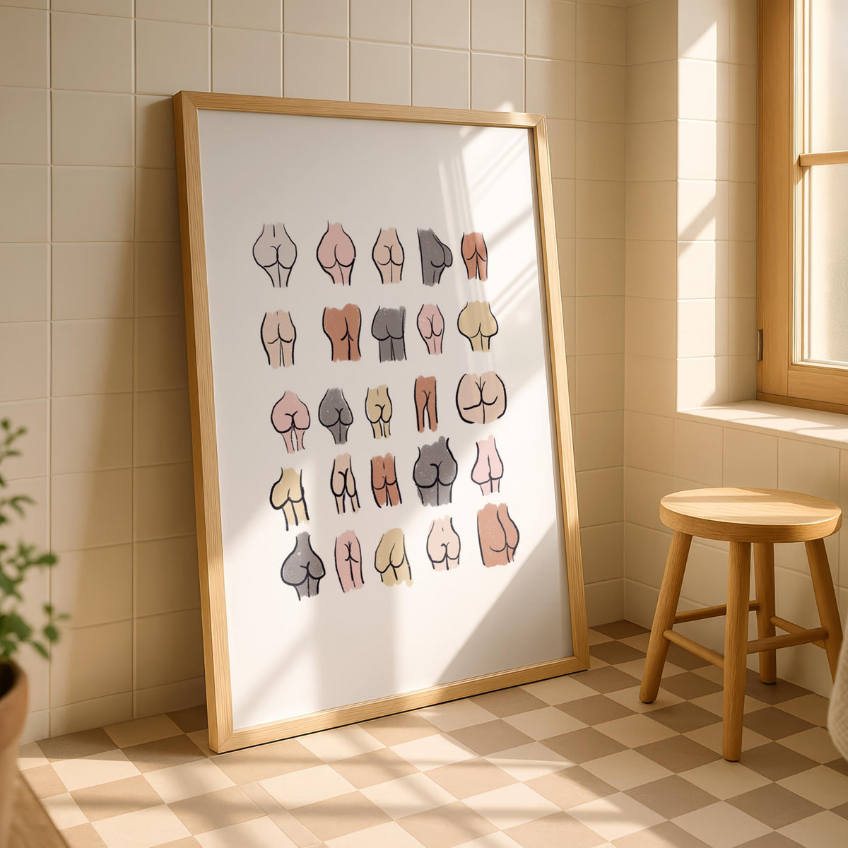 Funny Bathroom Bum Print | Humorous Restroom Wall Art | Toilet Decor