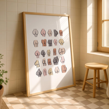 Funny Bathroom Bum Print | Humorous Restroom Wall Art | Toilet Decor