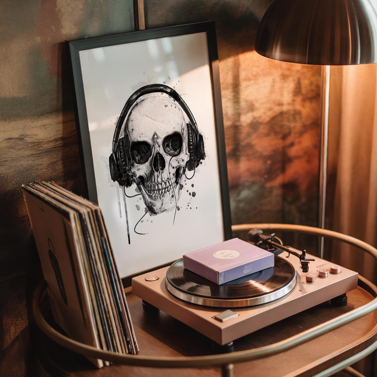 Gothic Skull Print | Black and White Skeleton Wall Art Skull Wall Decor, Goth Music Print