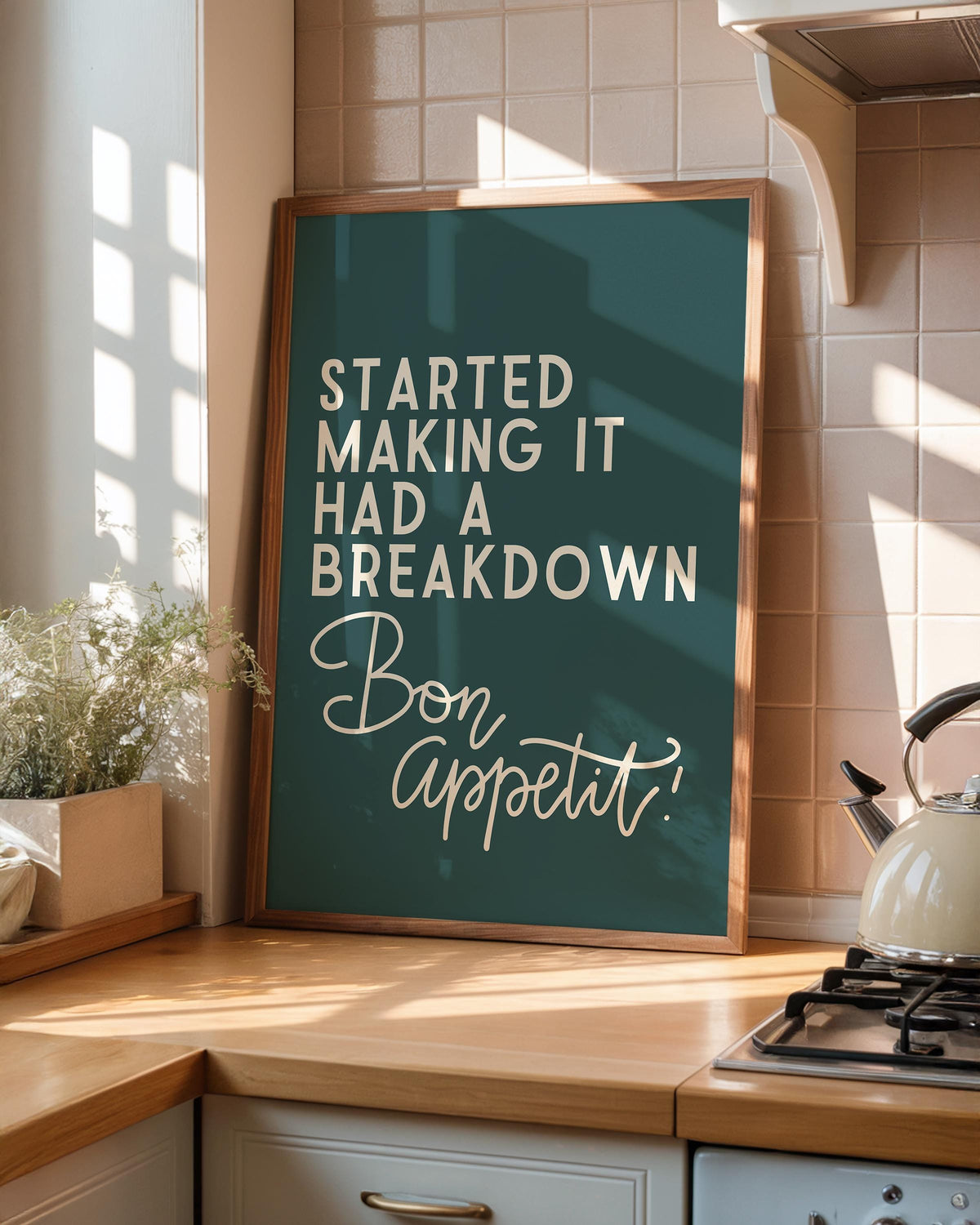 Funny Kitchen Wall Art Print - Bake Off 'Bon Appetit' Quote - Cooking Decor - James Akester Quotes - Green Prints