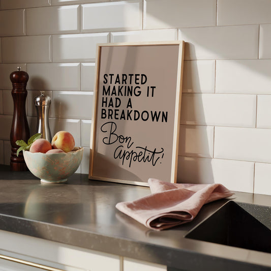 Funny Kitchen Wall Art Print - Bake Off 'Bon Appetit' Quote - Cooking Decor - James Akester Quotes - Green Prints
