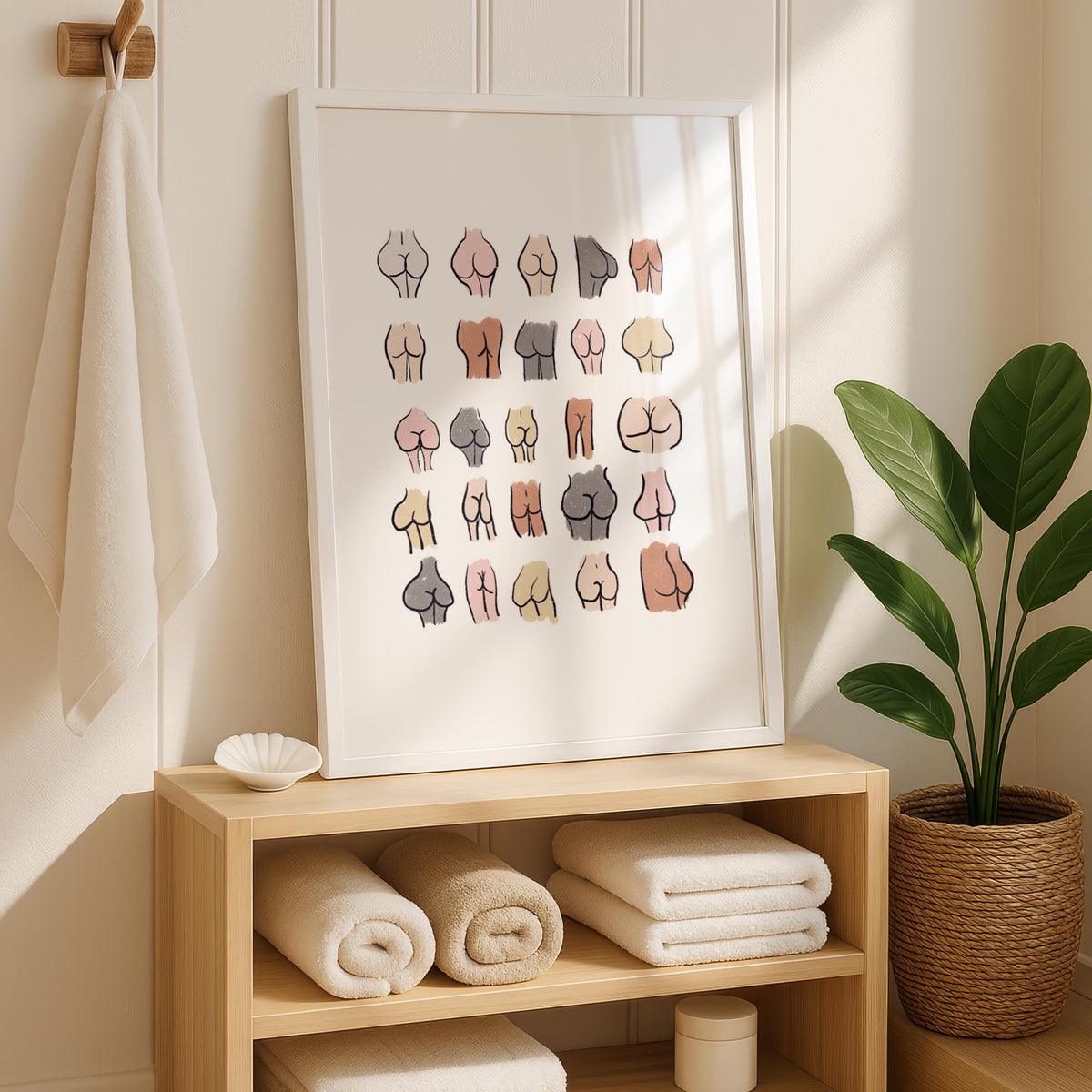 Funny Bathroom Bum Print | Humorous Restroom Wall Art | Toilet Decor
