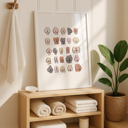Funny Bathroom Bum Print | Humorous Restroom Wall Art | Toilet Decor