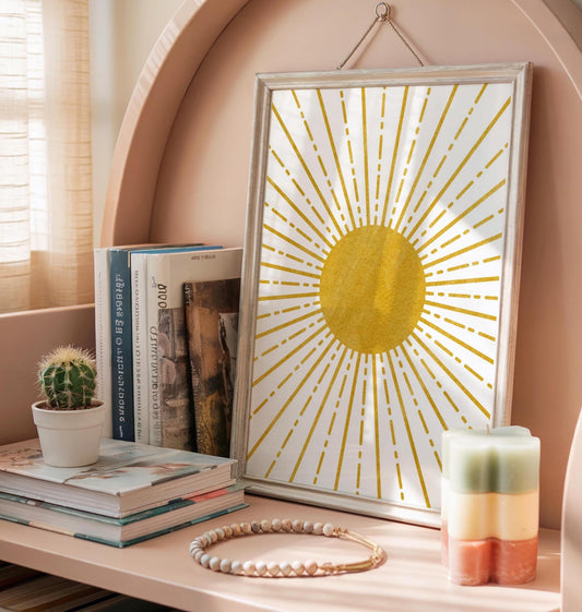 Boho Decor | Sun Print | Sunshine Wall Art | Yellow Wall Decor | Gallery Wall | Sunny Decor