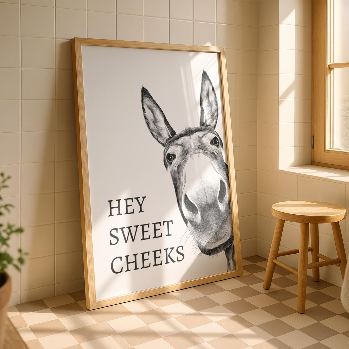 Funny Donkey Print | Bathroom Decor | Toilet Art | Restroom Poster |