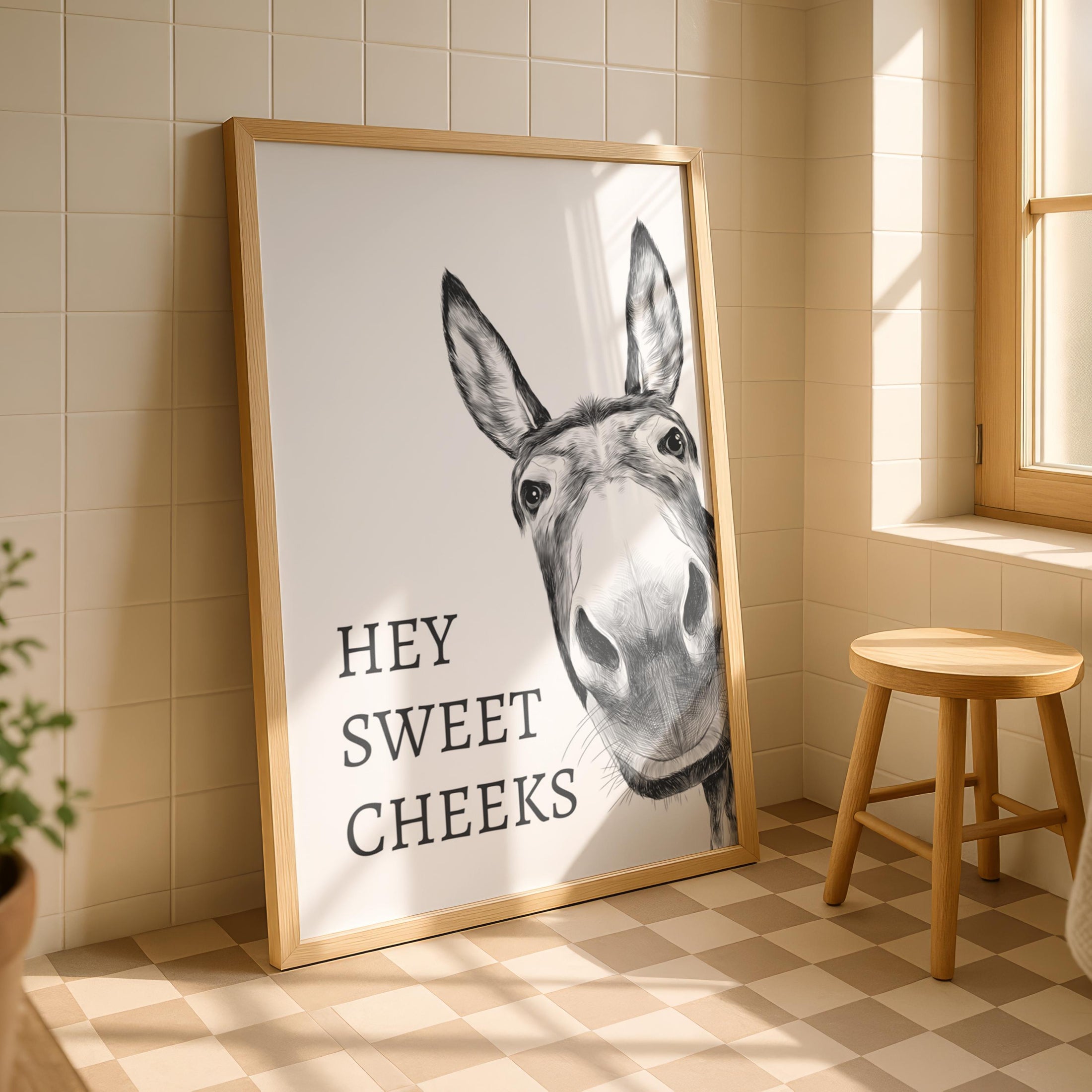 Funny Donkey Print | Bathroom Decor | Toilet Art | Restroom Poster |