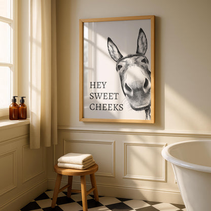 Funny Donkey Print | Bathroom Decor | Toilet Art | Restroom Poster |