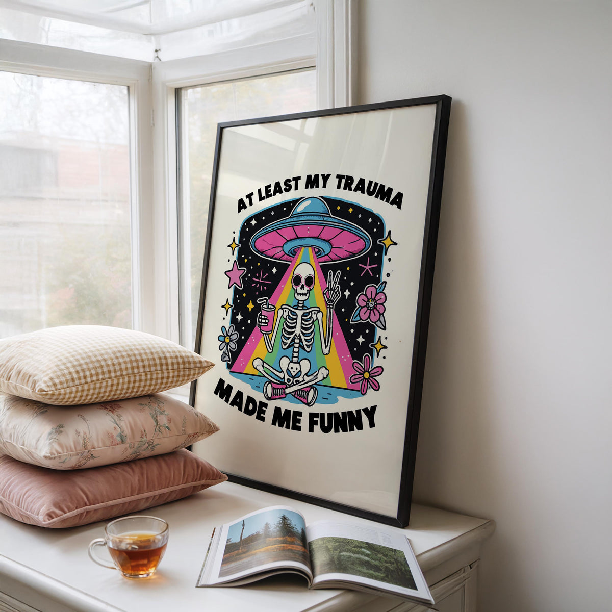 Sarcastic Wall Art - Funny Anxiety Prints - Skeleton Alternative Art