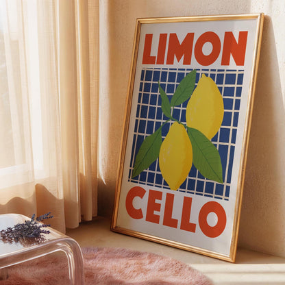 Limoncello Kitchen Print - Colourful Lemon Wall Art - Kitchen Dining Room Poster
