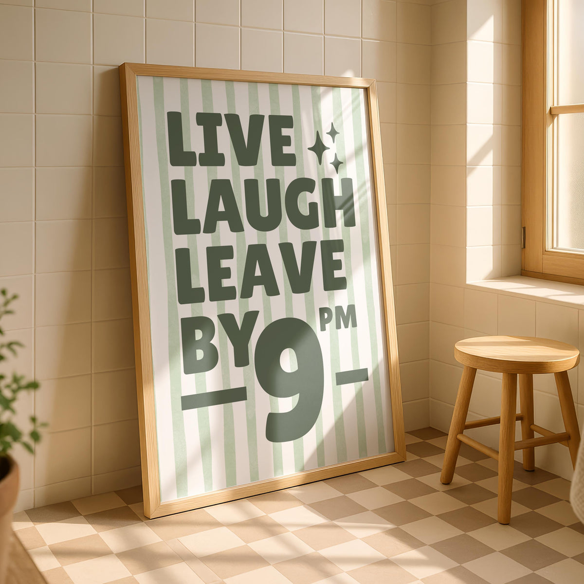 Please Leave By 9PM Print - Funny Hallway Poster - Live Laugh Leave - Unwelcome Print