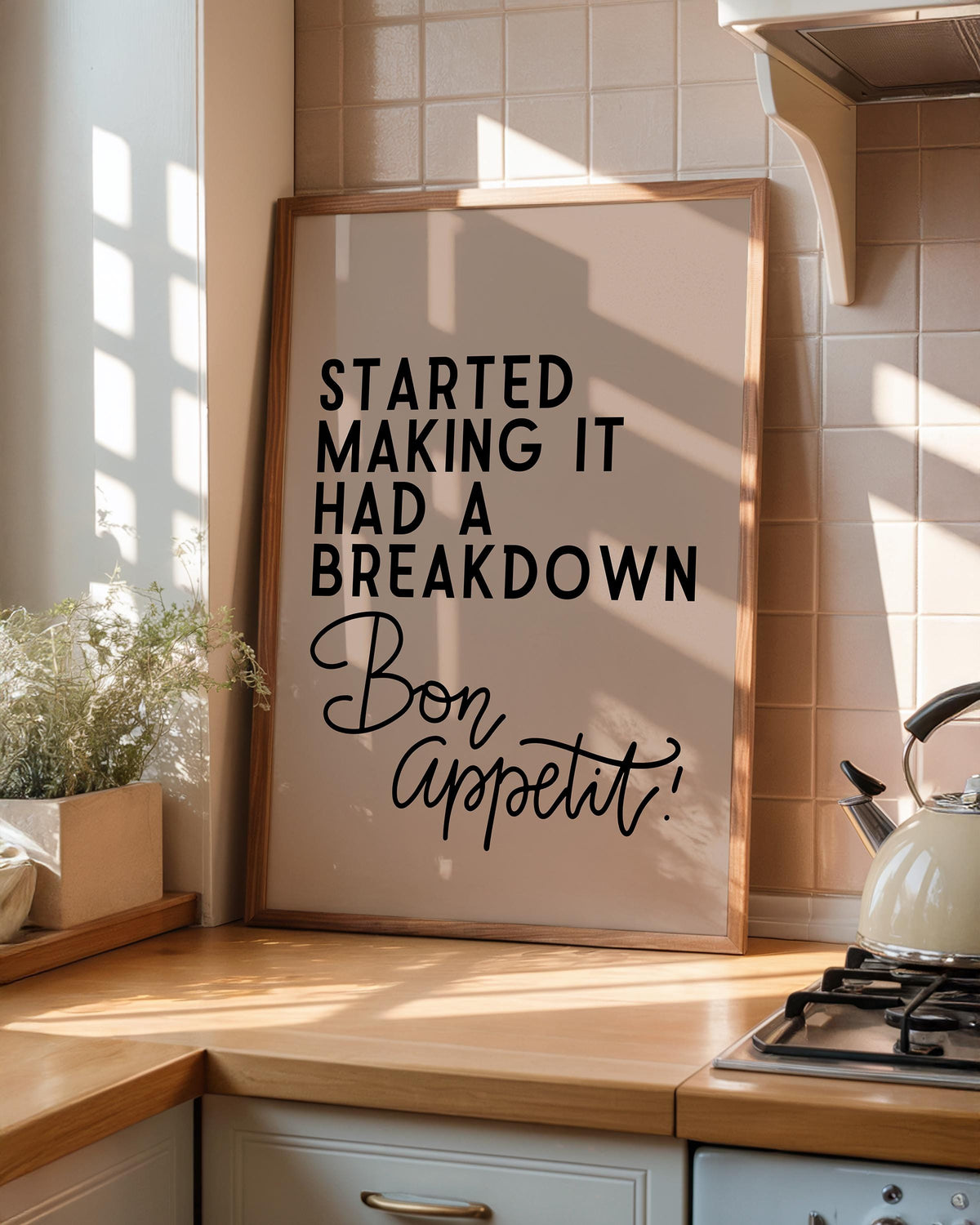 Funny Kitchen Wall Art Print - Bake Off 'Bon Appetit' Quote - Cooking Decor - James Akester Quotes - Green Prints