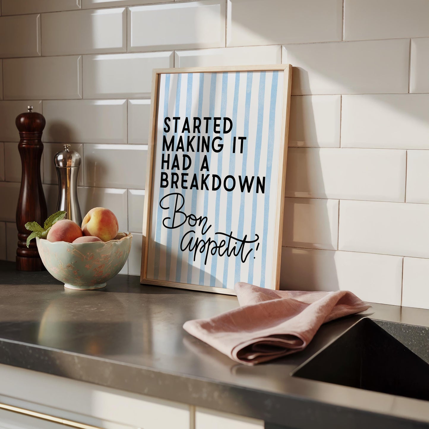 Funny Kitchen Wall Art Print - Bake Off 'Bon Appetit' Quote - Cooking Decor - James Akester Quotes