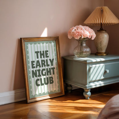 Green Bedroom Print - Early Night Print - Above Bed Poster - Funny bedroom Decor