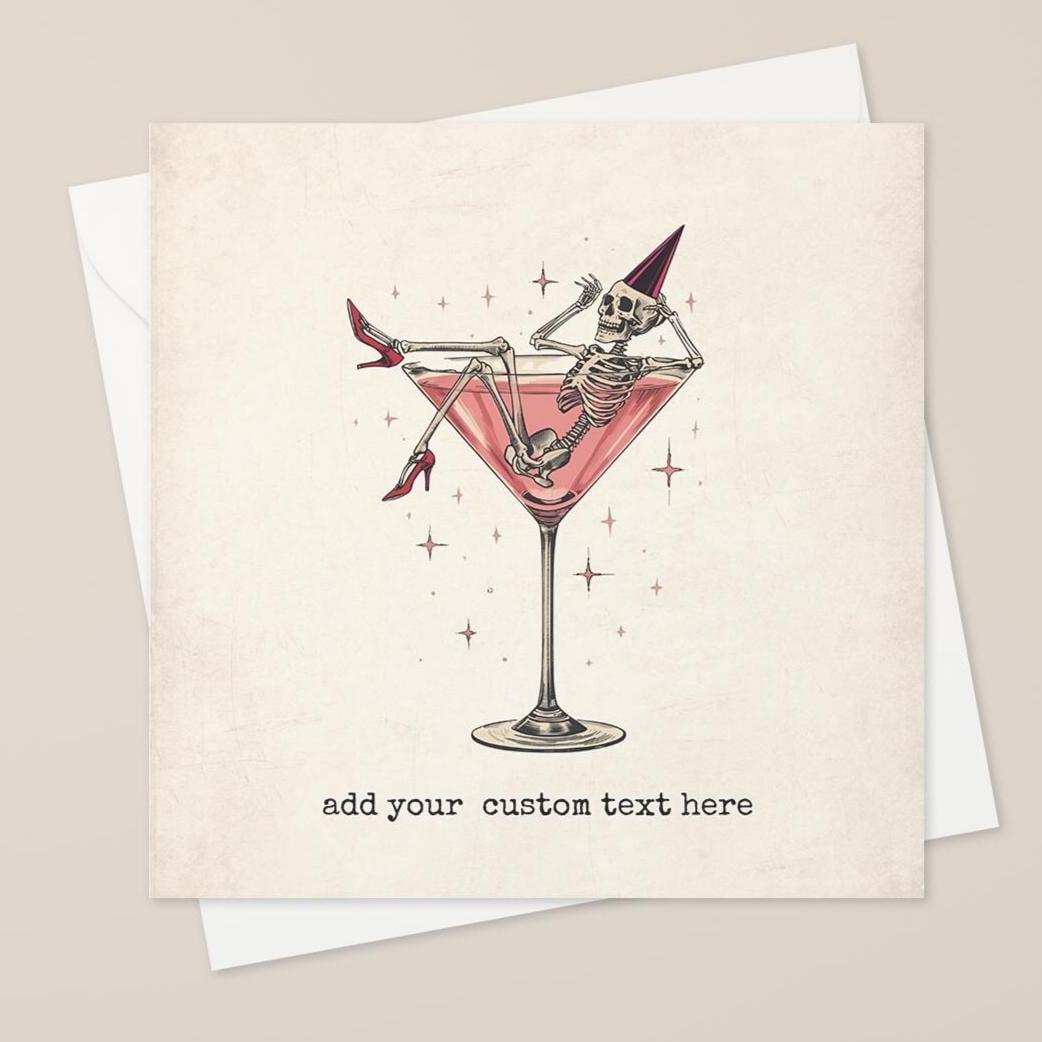 Custom Birthday Card - Personalised Birthday Card - Skeleton Birthday Card - Goth Birthday Card - Custom Card