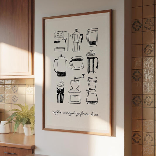Coffee Kitchen Print - Coffee Drawings - Prints for Kitchen - Wall Art Prints