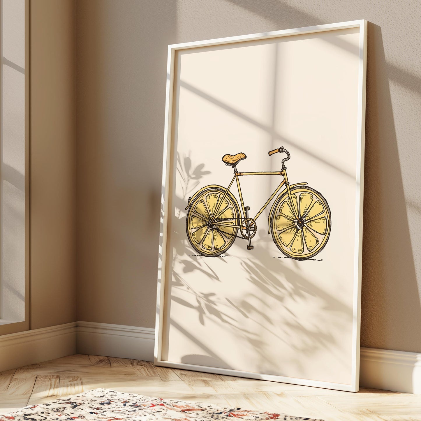 Lemon Print - Bicycle Wall Art - Lemon Poster - Fun Prints - Unusual Art