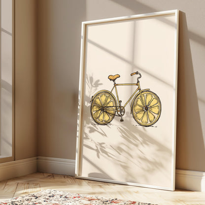 Lemon Print - Bicycle Wall Art - Lemon Poster - Fun Prints - Unusual Art