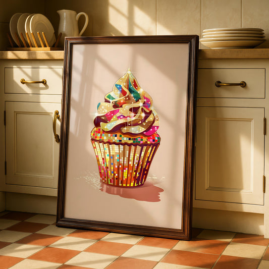 Cupcake Wall Art Print - Disco Ball Art - Baking Decor - Prints for kitchen
