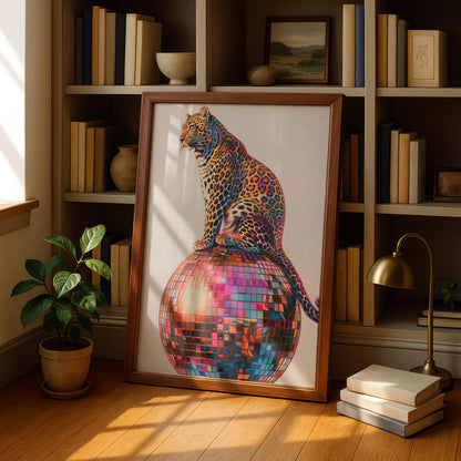 Disco Ball Leopard Print - Funky Kitchen Wall Art - Eclectic Prints - Maximalist Decor