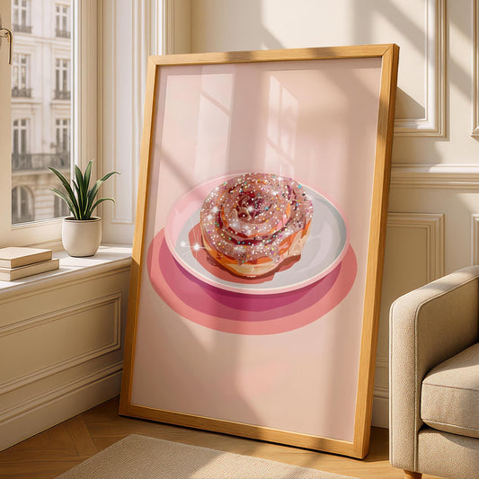 Cinnamon Roll - Kitchen Prints - Pastel Kitchen Decor - Sparkle Cafe Decor