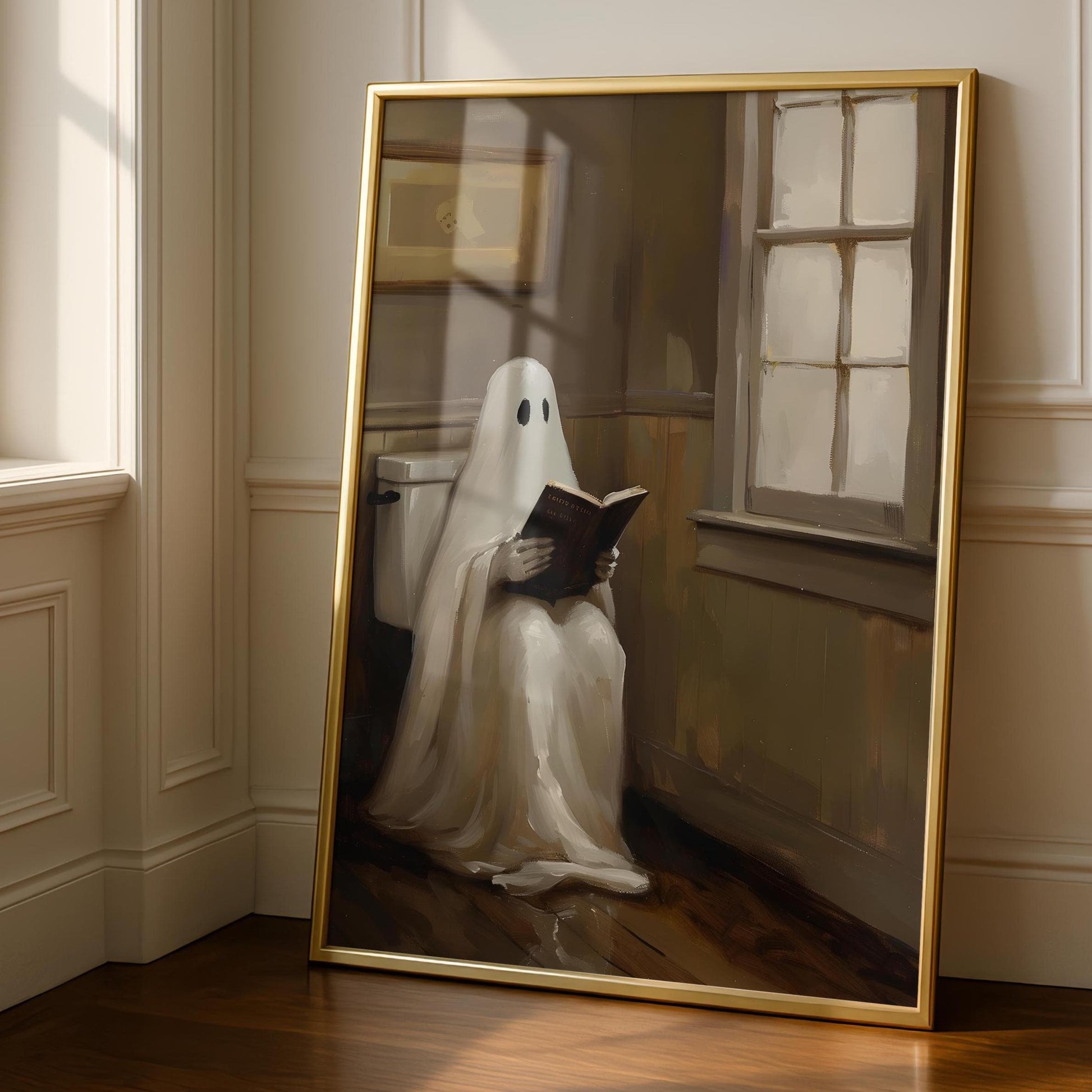 Funny Ghost Bathroom Print - Spooky Wall Art - Alternative Posters - Toilet Wall Art - Funny Bathroom Prints