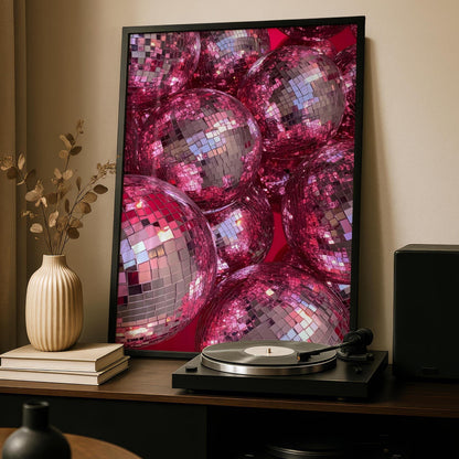 Pink Disco Balls - Retro Decor - Disco Print - Funky Posters