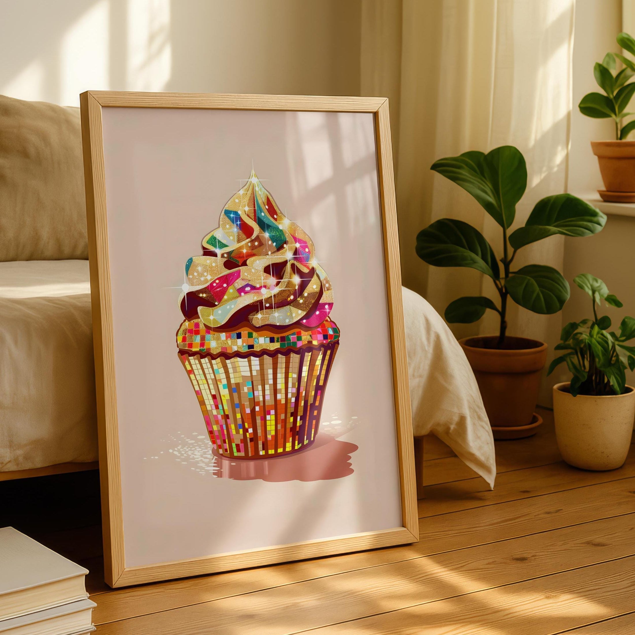 Cupcake Wall Art Print - Disco Ball Art - Baking Decor - Prints for kitchen