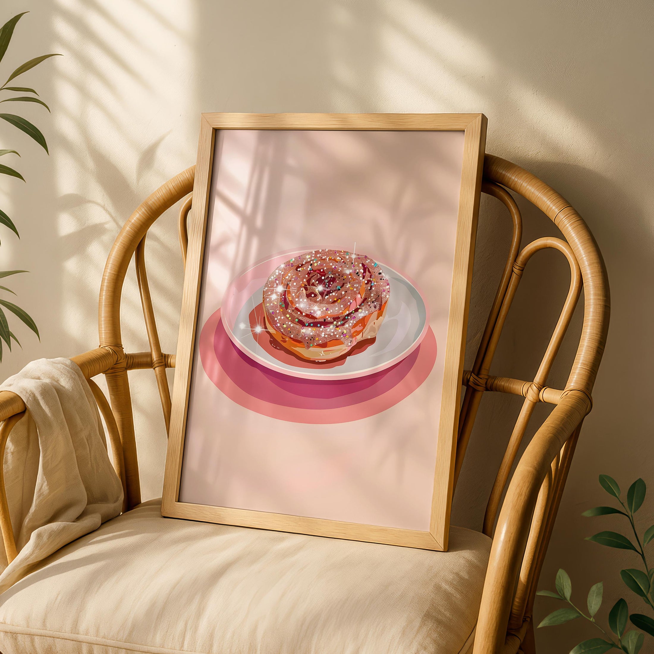 Cinnamon Roll - Kitchen Prints - Pastel Kitchen Decor - Sparkle Cafe Decor